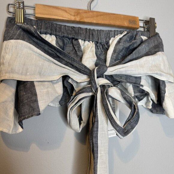 A Piece Apart Crop top Size 4 Striped Tie Back Closure Small Sleeveless Linen - Picture 3 of 6